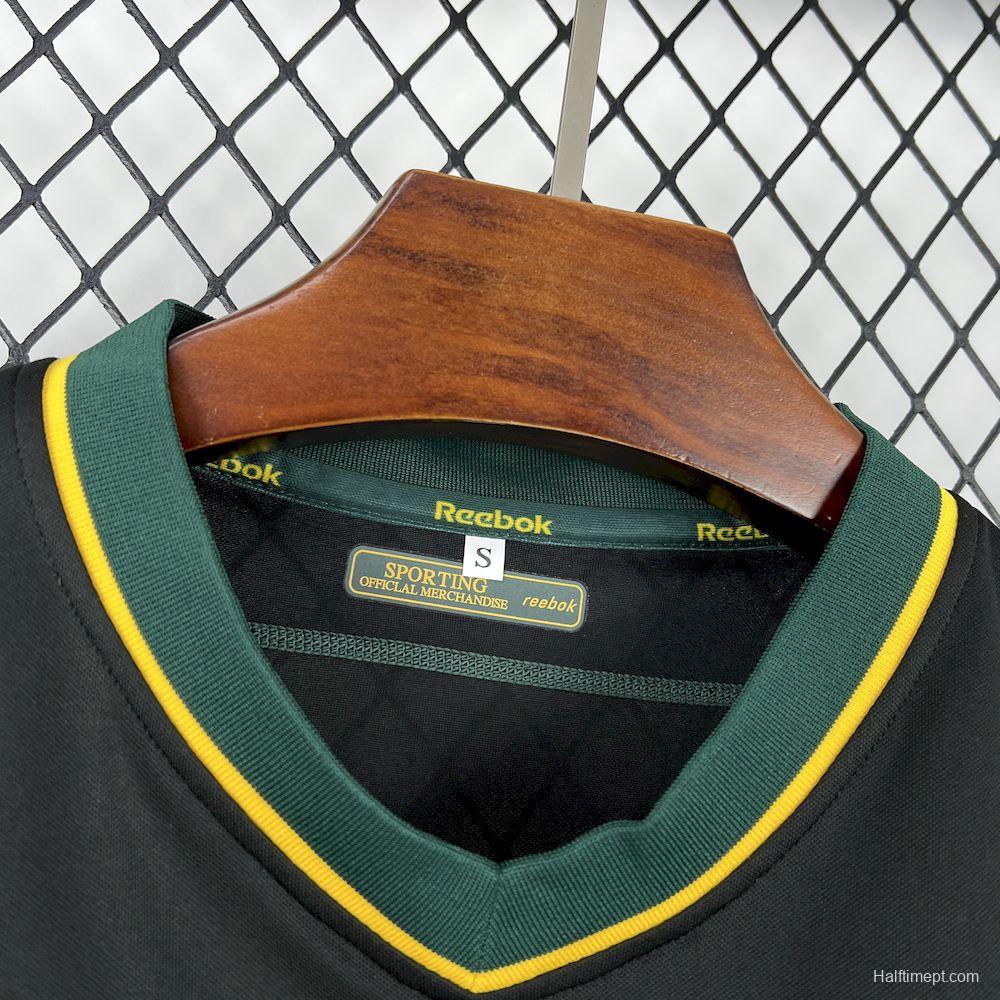 2002/03 Sporting CP Retro Away Black with Yellow Sleeves Jersey