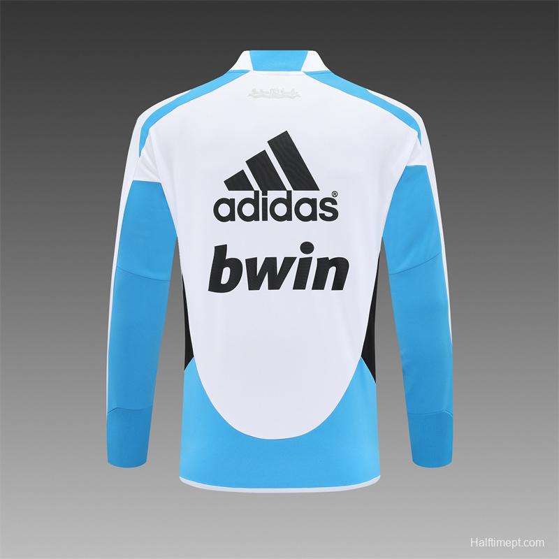 Retro 12/13 Real Madrid White/Blue Half Zipper Jacket