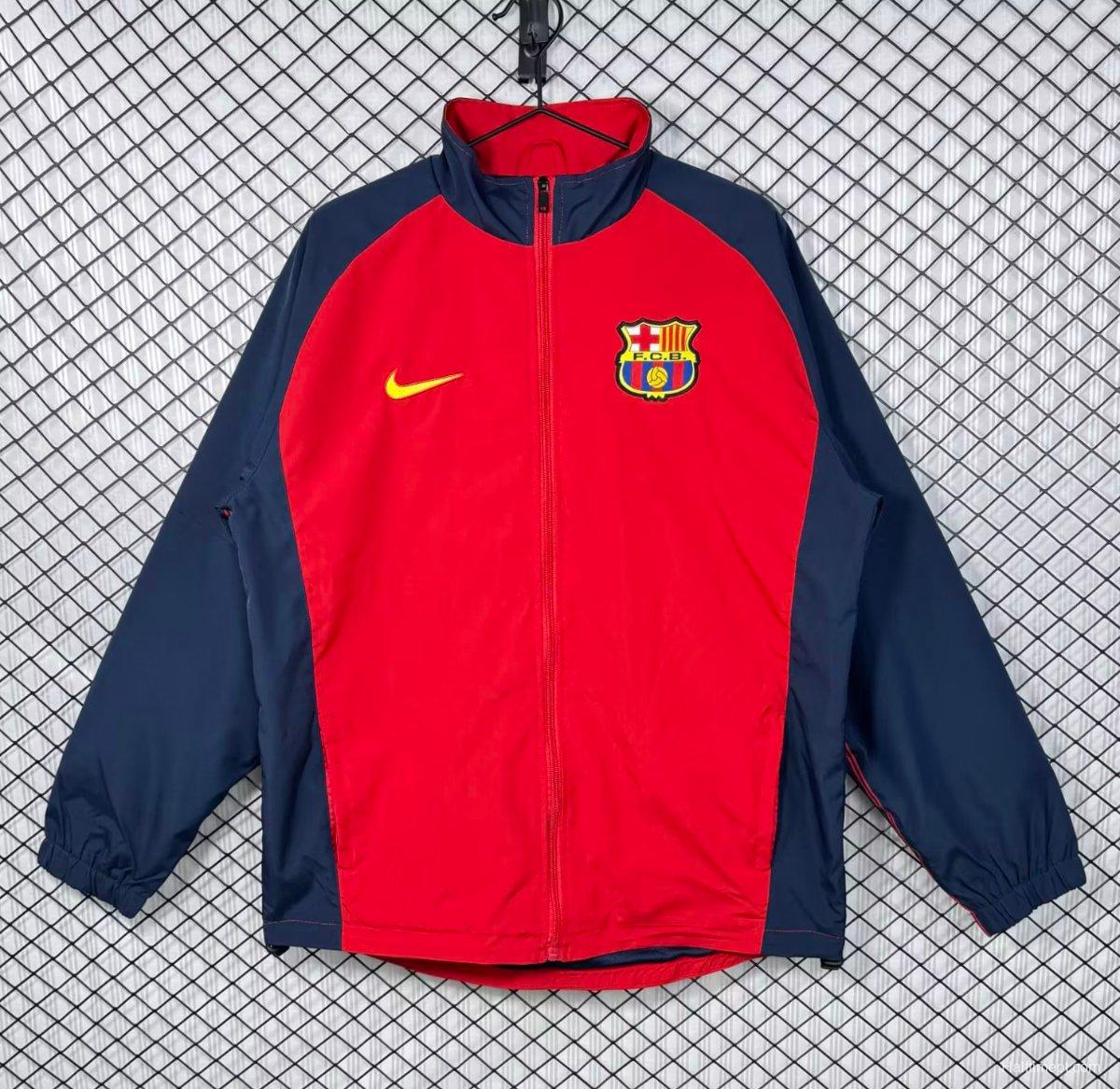 Retro 98/00 Barcelona Home Red Full Zipper Windbreaker