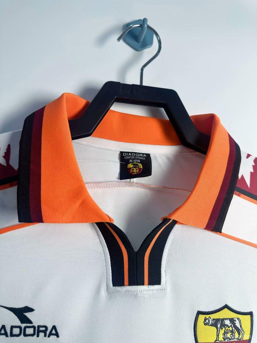Retro 98/99 Roma Away White Long Sleeve Jersey
