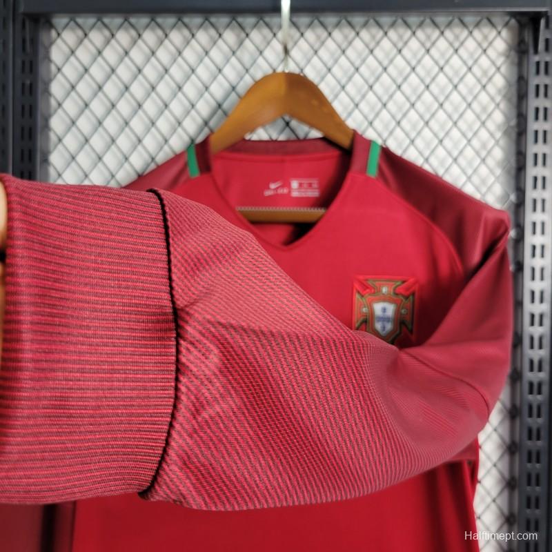 Retro 2016 Portugal Home Long Sleeve Jersey