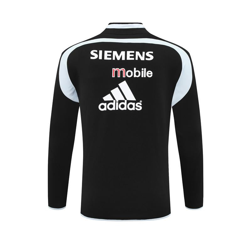 Retro 04/05 Real Madrid Black Half Zipper Jacket