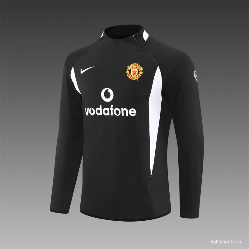 Retro 02/03 Manchester United Black Half Zipper Jacket