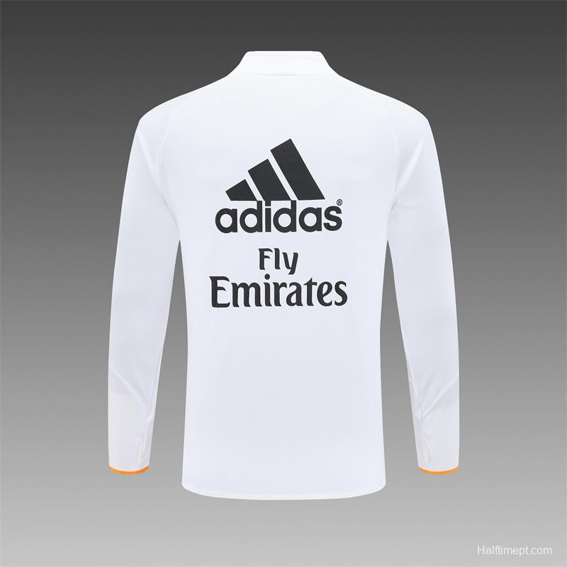 Retro 13/14 Real Madrid White Half Zipper Jacket
